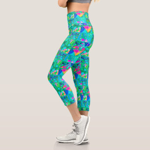 Leggings Capri Peinture de courtepointe de jardin avec Hydrangea
