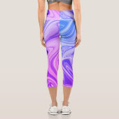 Leggings Capri Peinture d'eau mystique couleur bleue (Verso)