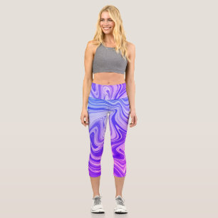Leggings Capri Peinture d'eau mystique couleur bleue