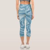 Leggings Capri Peinture d'eau mystique couleur bleue (Verso)
