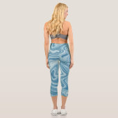 Leggings Capri Peinture d'eau mystique couleur bleue (Verso)