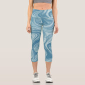 Leggings Capri Peinture d'eau mystique couleur bleue (Recto)