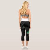 Leggings Capri peinture d'oiseau vert capri (Verso)