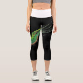 Leggings Capri peinture d'oiseau vert capri (Recto)