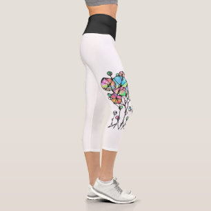 Leggings Capri Peinture manuelle - Groupe d'arbres abstraits 3