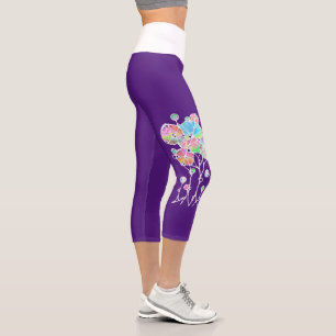 Leggings Capri Peinture manuelle - Groupe d'arbres abstraits 4
