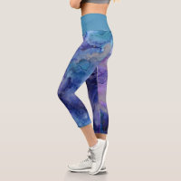 Peinture marbrée bleu et violet à l'aquarelle liqu