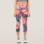 Leggings Capri Pépites roses vintages florales (Recto)