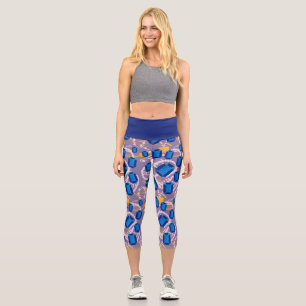 Leggings Capri perles bleu foncé motif
