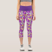 Leggings Capri perles et pierres pourpres motif (Recto)