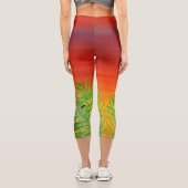Leggings Capri Perroquet et papillon couché de soleil (Verso)