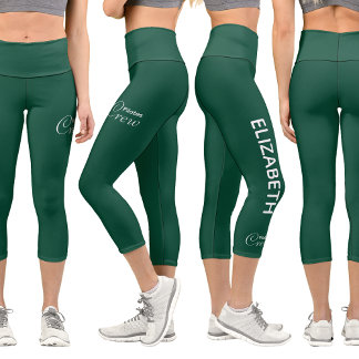 Leggings Capri Personalized Pilates Crew Reformer / Mat Green