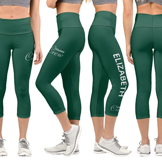 Leggings Capri Personalized Pilates Crew Reformer / Mat Green