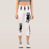 Leggings Capri Personnage de chat drôle grattant le tissu (Recto)