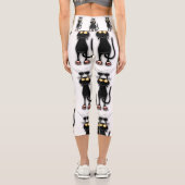 Leggings Capri Personnage de chat drôle qui gratte le tissu (Verso)
