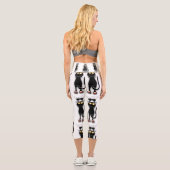 Leggings Capri Personnage de chat drôle qui gratte le tissu (Verso)