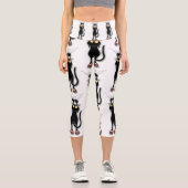Leggings Capri Personnage de chat drôle qui gratte le tissu (Recto)