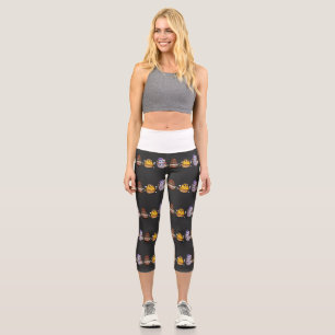 Leggings Capri Personnages de Desserts d'Artiste Mignons Art Alim