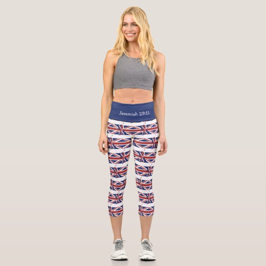 Leggings Capri Personnalisable  | Patriotique | DRAG UNION JACK U (Recto)