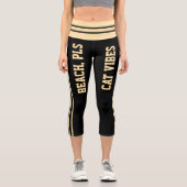 Leggings Capri Personnalisé Beige Black Stripes Pet Cat Thème (Recto)