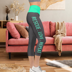 Leggings Capri Personnalisé Blue Dark Grey animal de compagnie ch