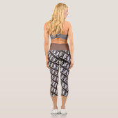Leggings Capri Personnalisé Brown noir blanc Java Ethnic Batik (Verso)