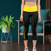 Leggings Capri Personnalisé Moderne Cute brillant chat Jaune chie