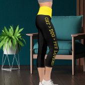 Leggings Capri Personnalisé Moderne Cute brillant chat Jaune chie