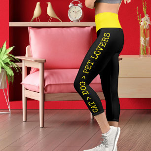 Leggings Capri Personnalisé Moderne Cute brillant chat Jaune chie