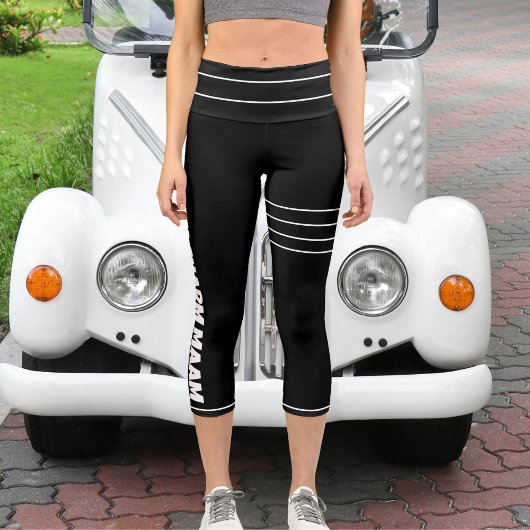 Leggings Capri Personnalisé Noir Blanc Pet Nom du chat do-it-your