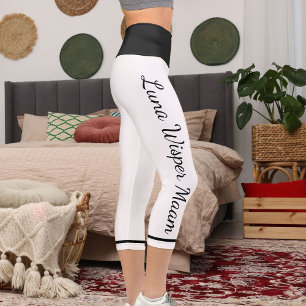 Leggings Capri Personnalisé noir blanc rayé animal de compagnie N