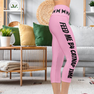 Leggings Capri Personnalisé noir clair rayures rose élégant amusa