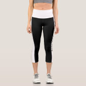 Leggings Capri Personnalisé Noir Et Blanc Gratté (Recto)