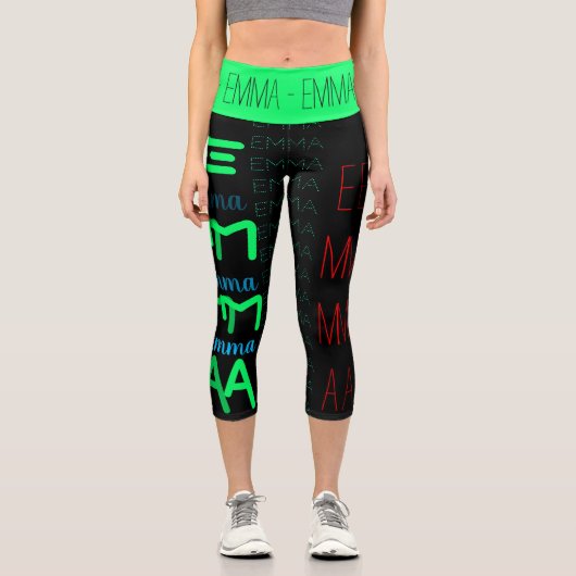 Leggings Capri Personnalisé Nom répétitif 4 lettres C (Recto)