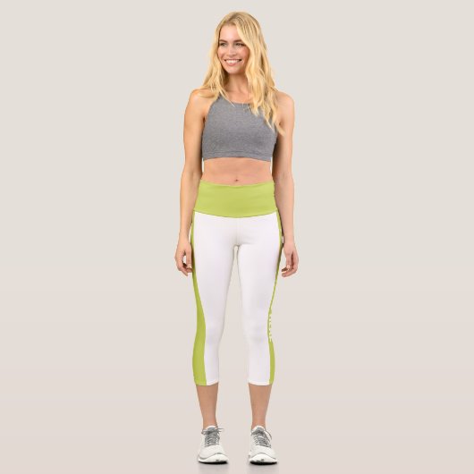 Leggings Capri Personnalisé vert rayé (Recto)