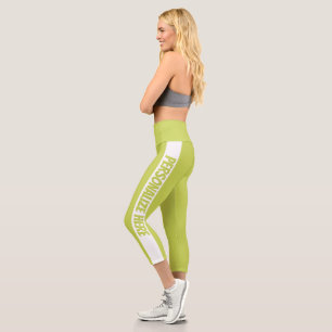 Leggings Capri Personnalisé vert rayé
