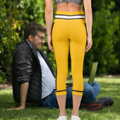 Leggings Capri Personnaliser Jaune Orange Noir Chat Blanc Nom de