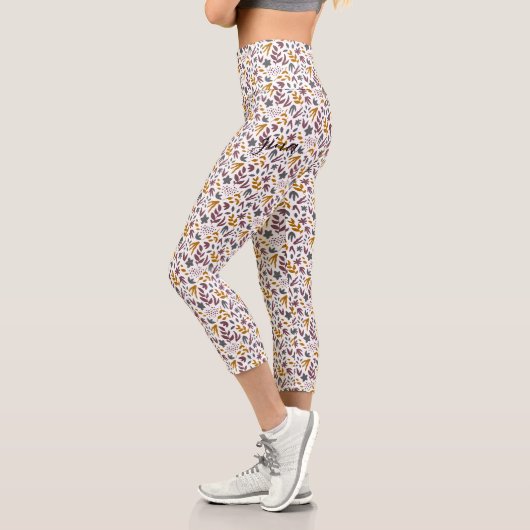 Leggings Capri Personnaliser sur le Motif botanique (Gauche)