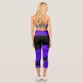 Leggings Capri personnalisés brossés Noir & Violet (Verso)