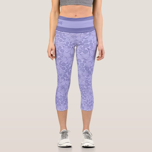 Leggings Capri Personnalized Purple Elegant Floral Capri (Recto)