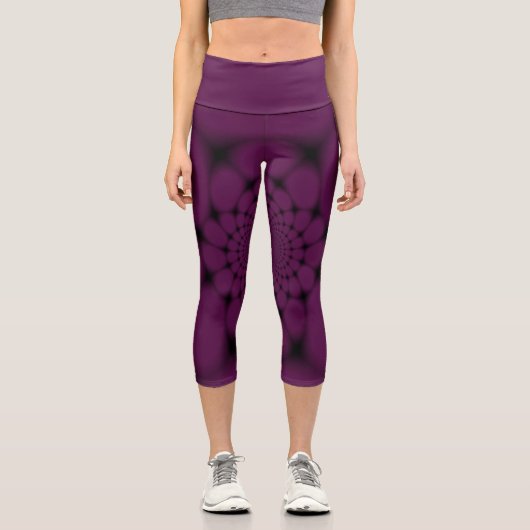 Leggings Capri Pétale de papillon noir pourpre (Recto)
