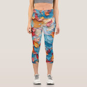 Leggings Capri Pétales en mouvement – Floral abstrait expressif (Recto)
