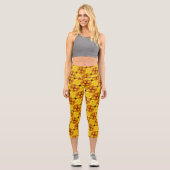 Leggings Capri Pétales Fleurs Jaunes Et Motif Centre (Recto)