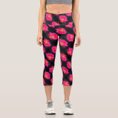 Leggings Capri Pétales rose vif Abstrait motif floral (Recto)