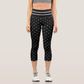 Leggings Capri Petit Polka Pointe Noir Blanc Avec Bandes (Recto)