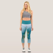 Leggings Capri Petite Beauté Moderne Bleu Or Fractal Art Flower (Recto)