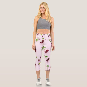 Leggings Capri Petite cerise sur Arrière - plan rose clair