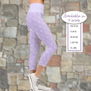 Leggings Capri Petits Coeurs Violets Motif Sur Pastel Purple