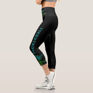 Leggings Capri Pickleball Blue Green Whimy