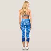 Leggings Capri Pickleball Design Blue Tie Dye Motif personnalisé (Verso)